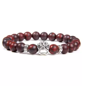 Natural Bloodstone Paw Charm Bracelet