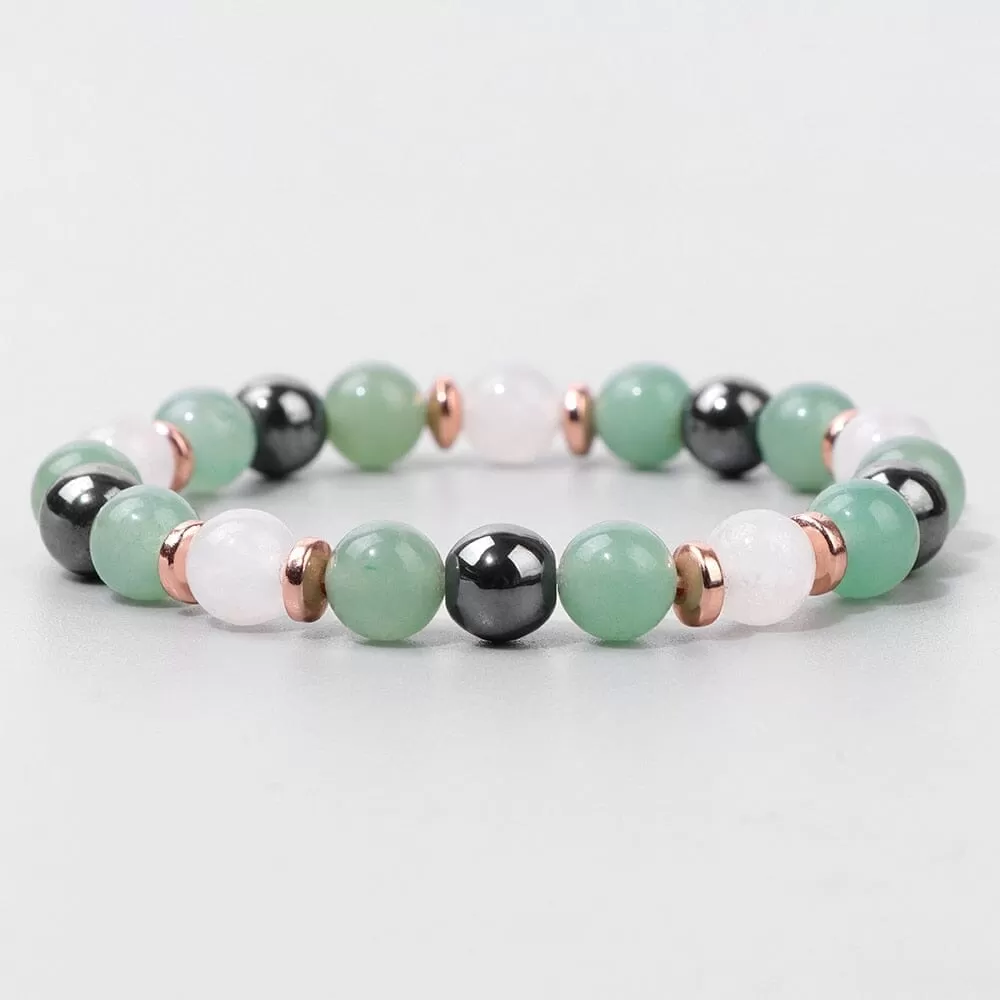 Natural Stone Aventurine and Other Stones with Hematite Beads Bracelet