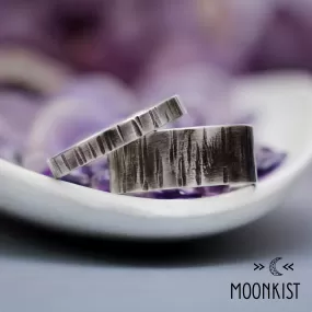 Nature Inspired Birch Bark Wedding Ring Set | Moonkist Designs