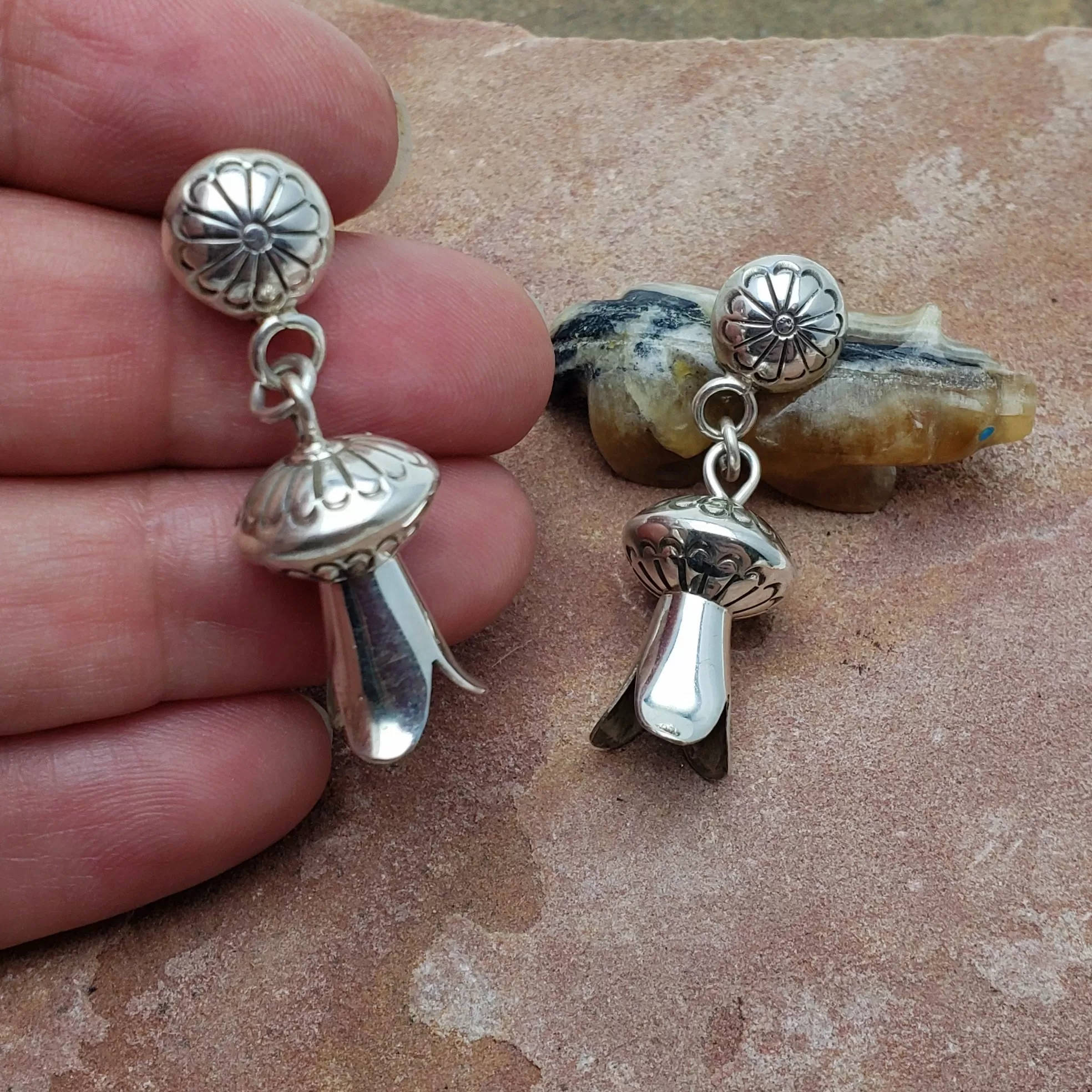 Navajo Squash Blossom Post Earrings