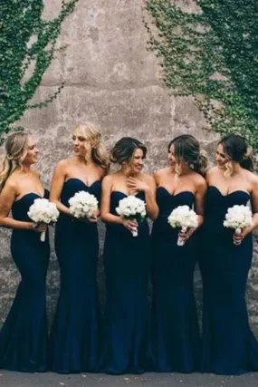 Navy Blue Sweetheart Mermaid Bridesmaid Dress