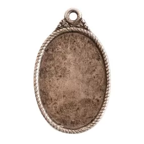 Nunn Design-Bezel-29x17mm Ornate Flat Tag Oval-Antique Silver-Quantity 1