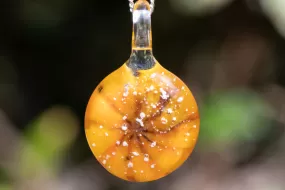 Orange Moon Circle Pendant with Infused Cremation Ash