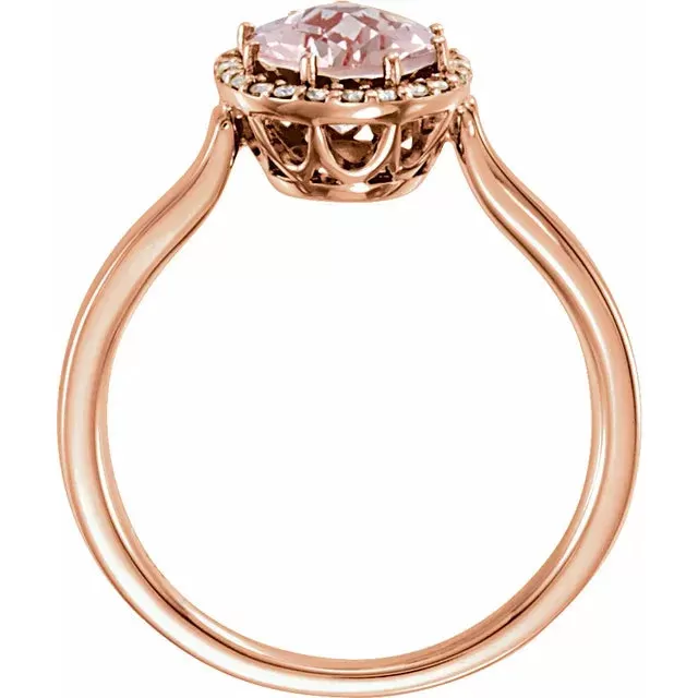 Oval Morganite with Diamond Accented Halo Ring