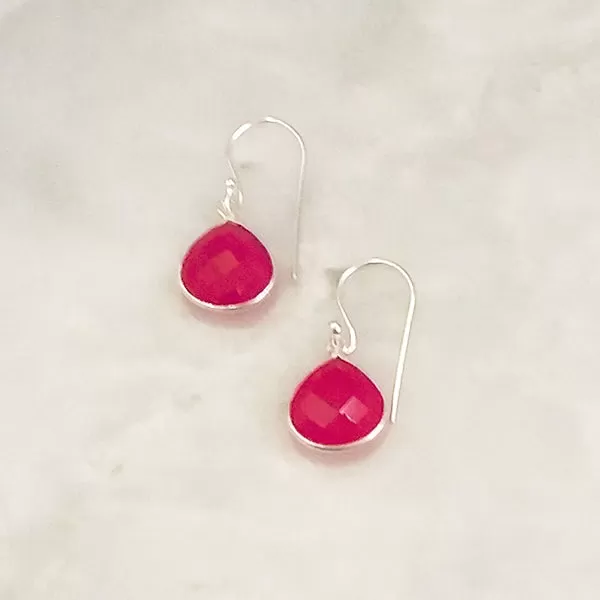 Pink Agate Single Drop Hook Earrings