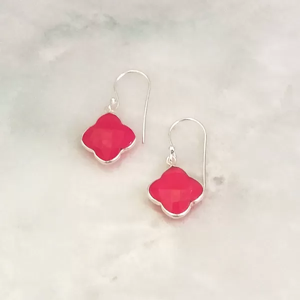 Pink Agate Single Drop Hook Earrings