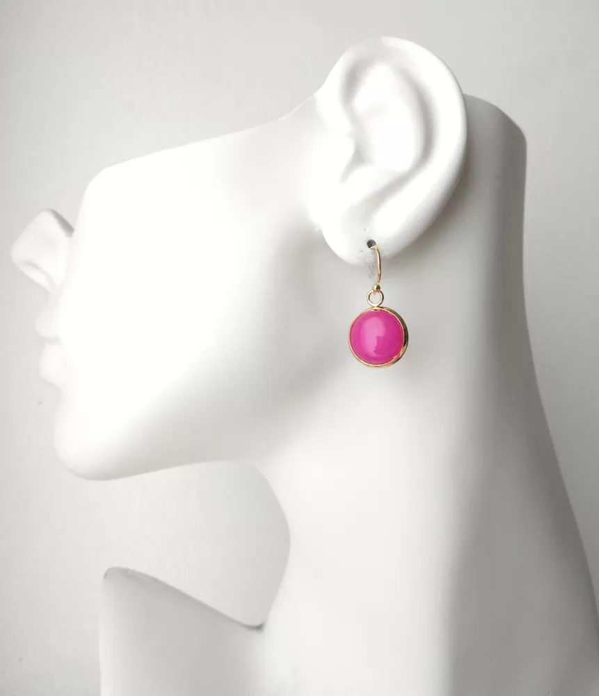 Pink Agate Single Drop Hook Earrings