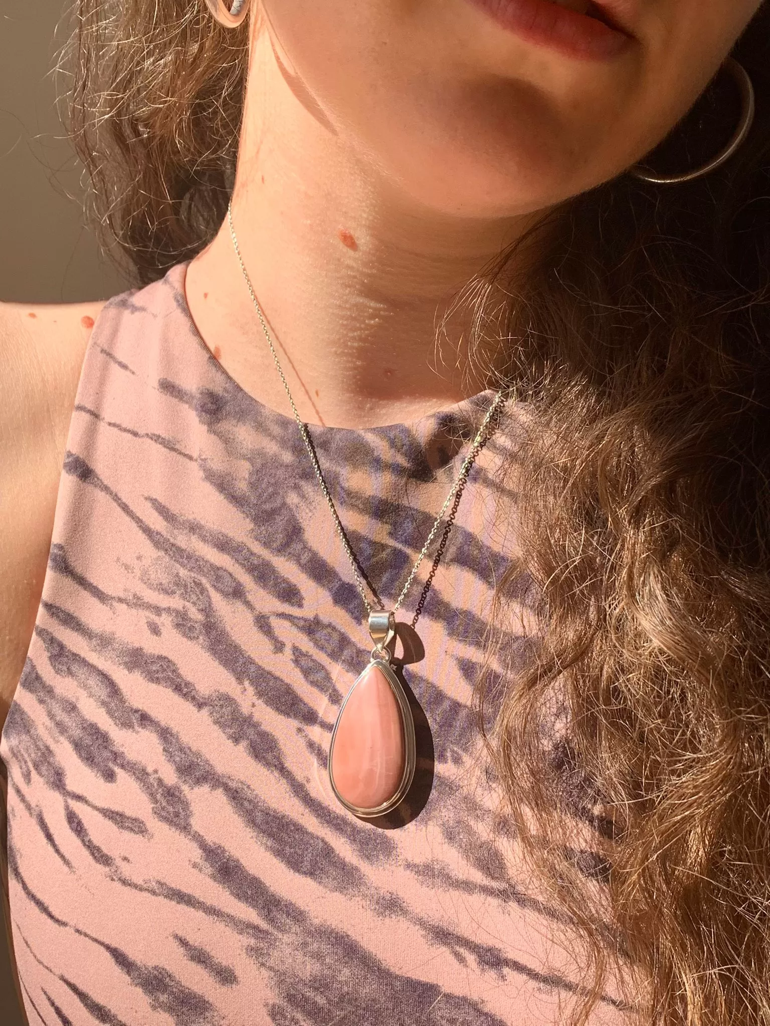 Pink Opal Ansley Pendant - XLong Teardrop