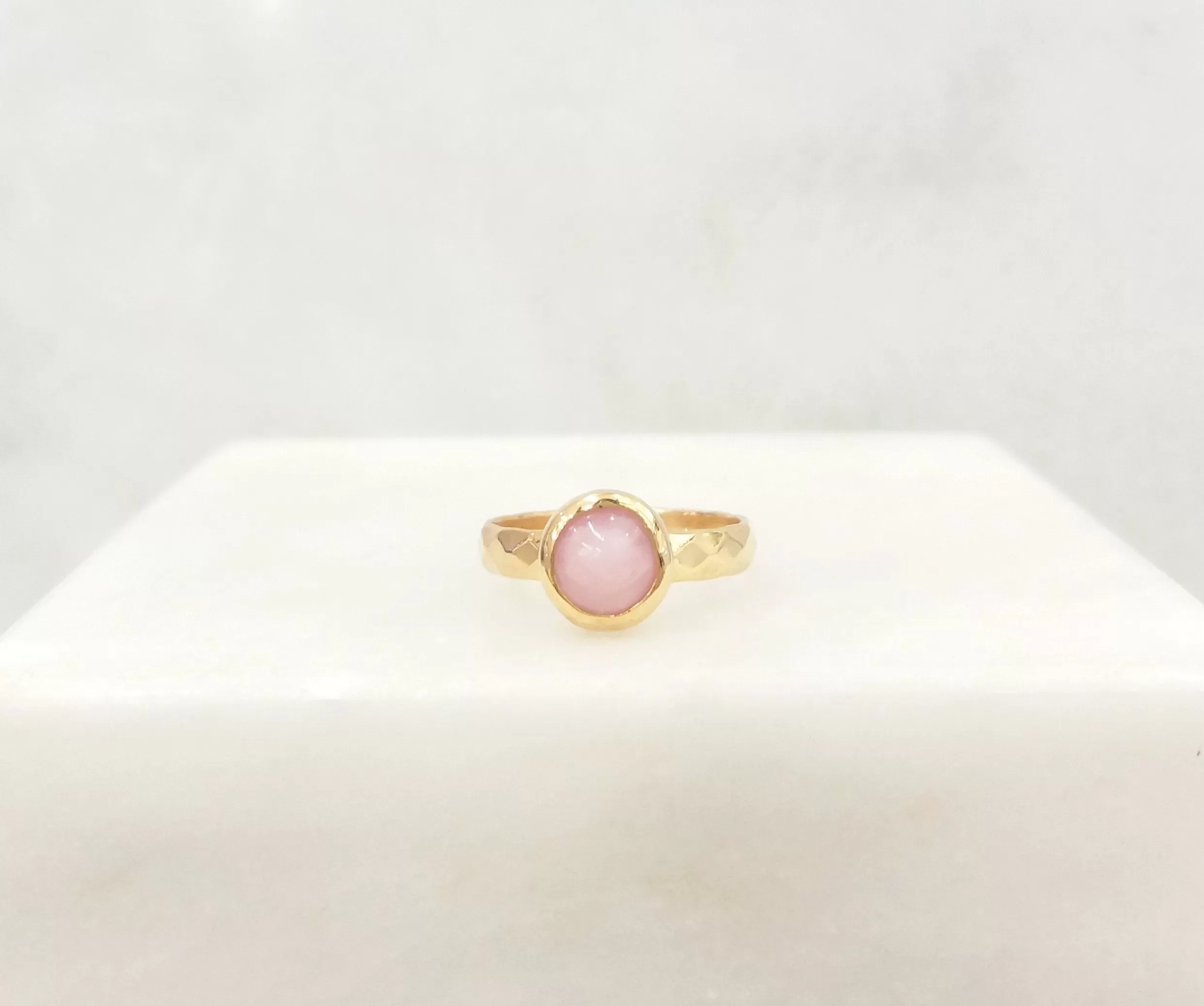 Pink Opal Maxi Hammered Ring