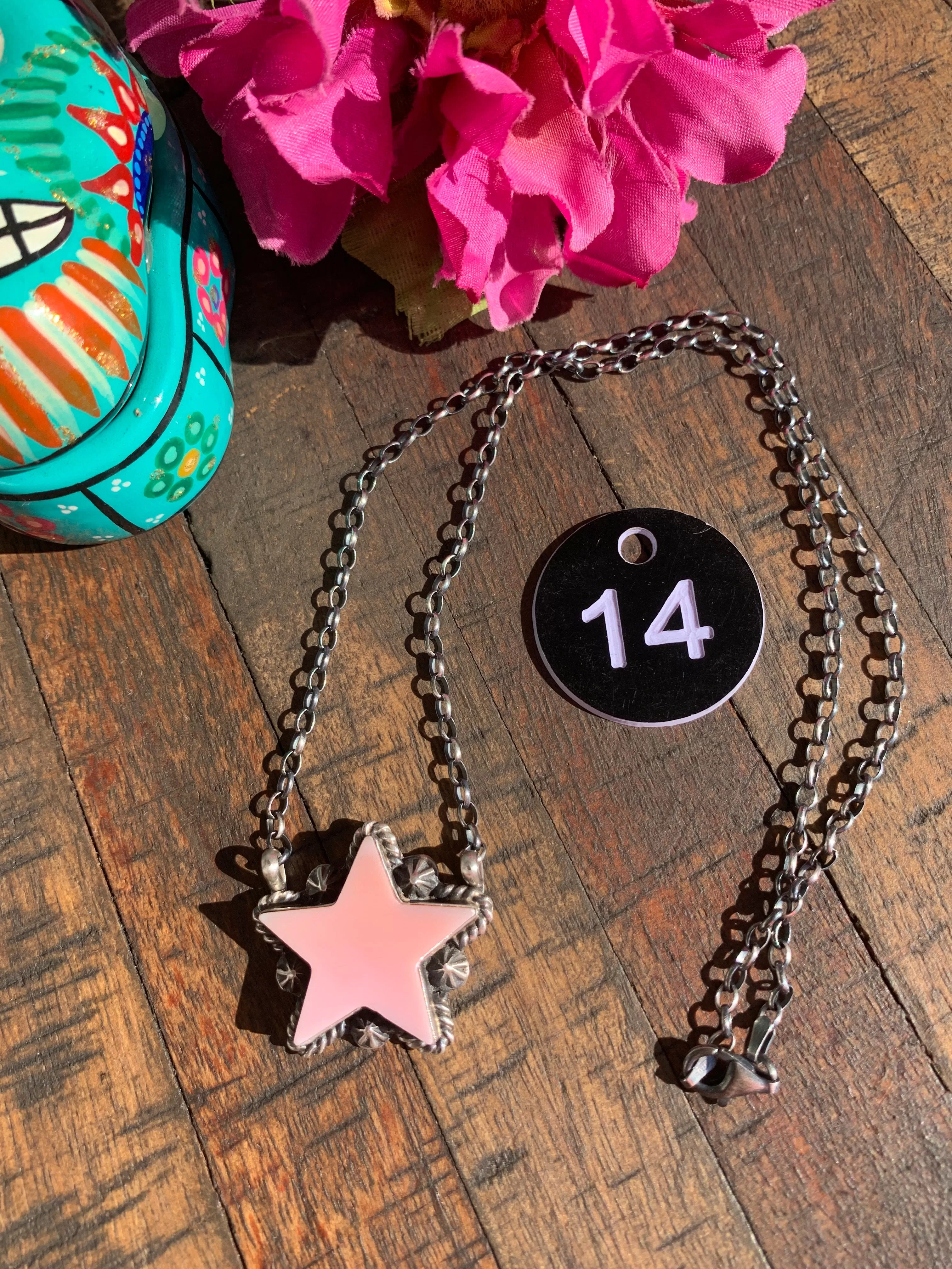 Pink "Cotton Candy" Star Necklace- 14