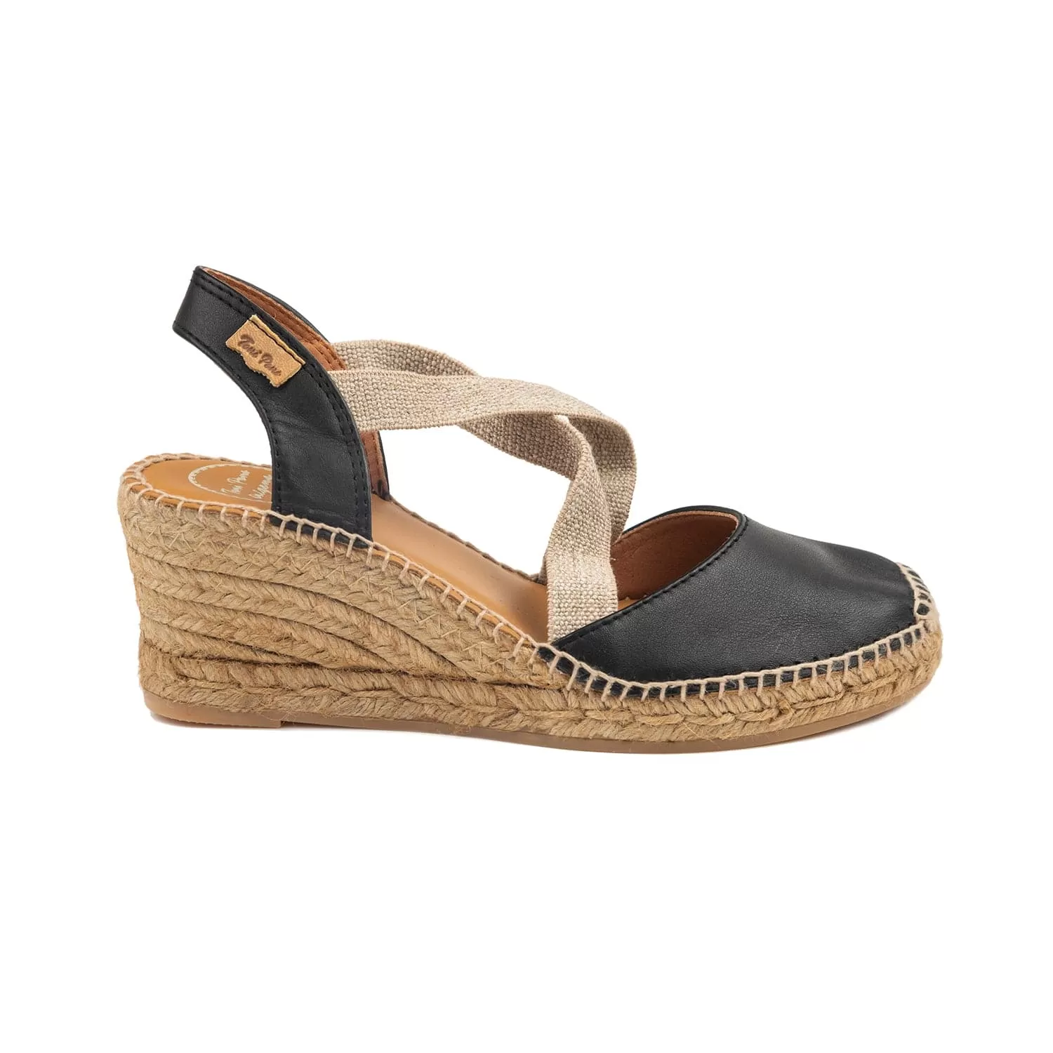 Plain Leather Wedge Espadrille for Women - Saba-P