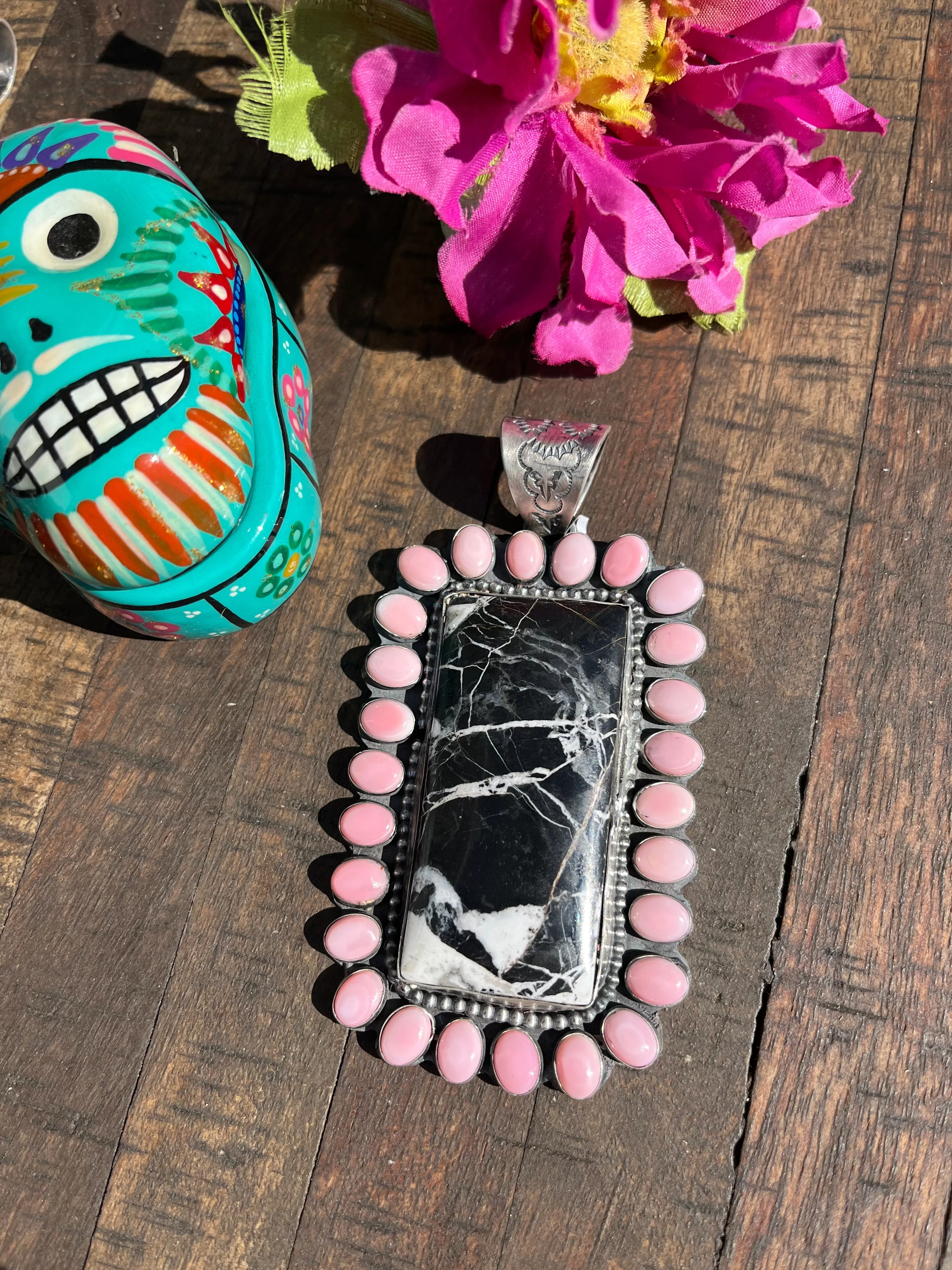 "Cotton Candy" and White Buffalo Pendant