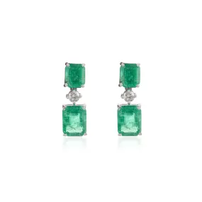 Regal Emerald and Diamond Dangle Earrings