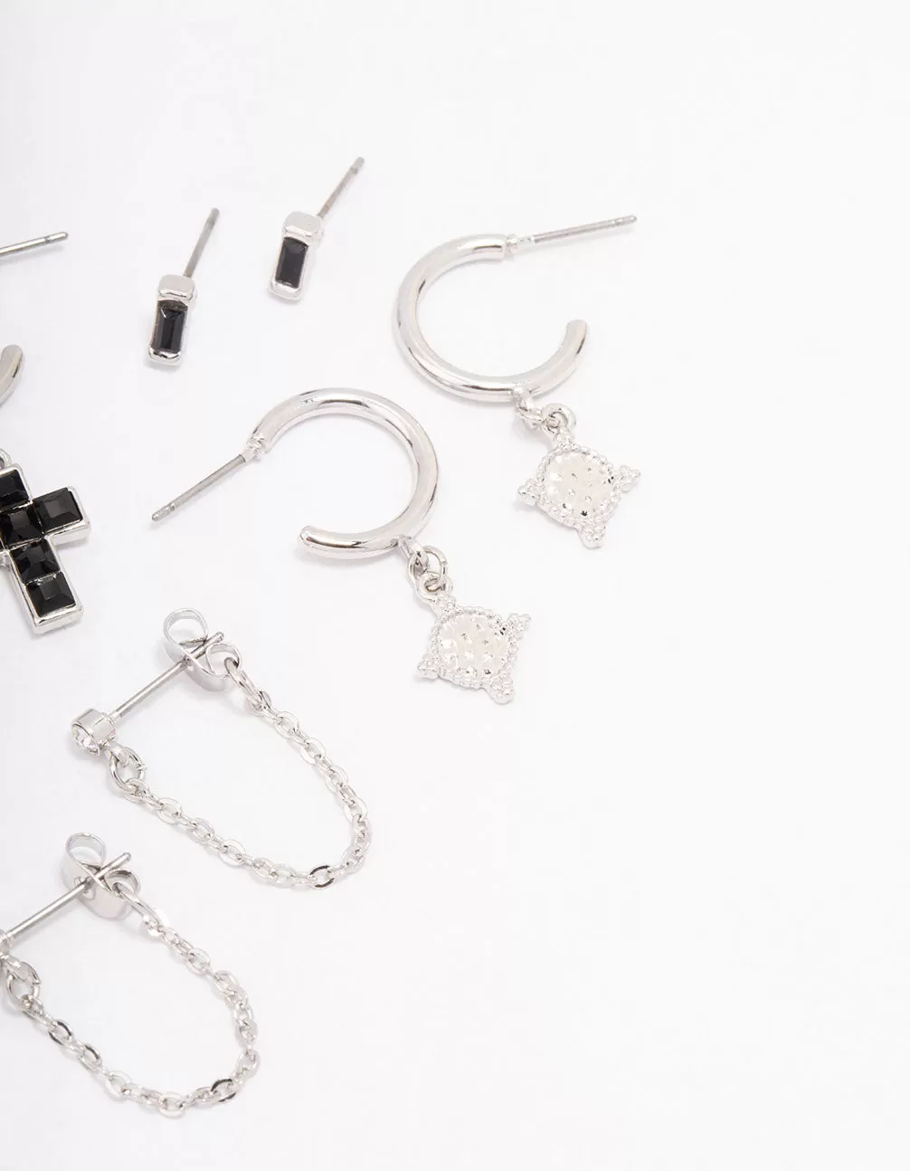 Rhodium Snake Cross Earring 6-Pack