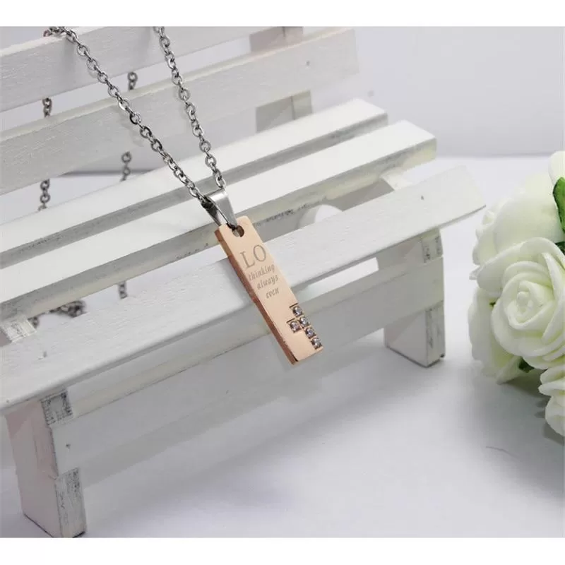 Rose Gold and Black Titanium Couple Cross Pendant Necklaces