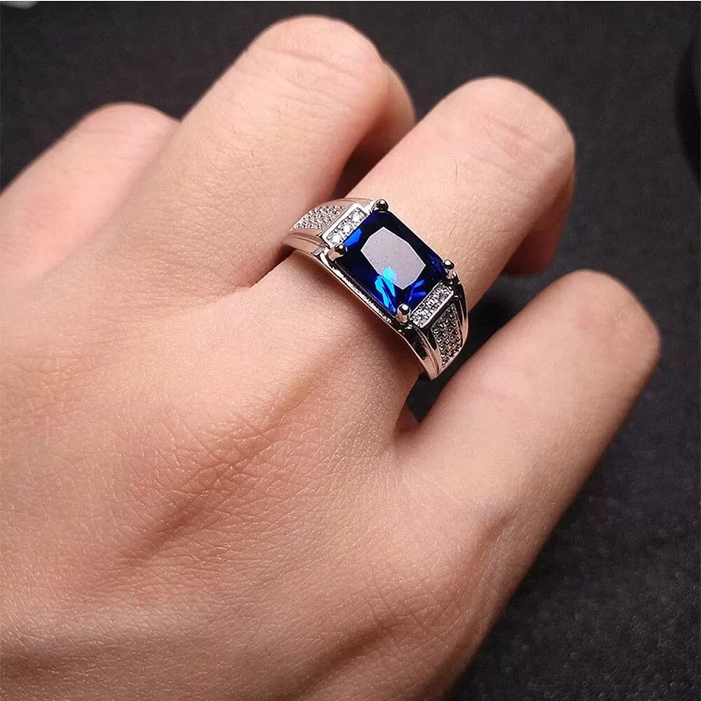 Sapphire White Gold Filled Resizable Ring