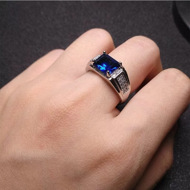 Sapphire White Gold Filled Resizable Ring