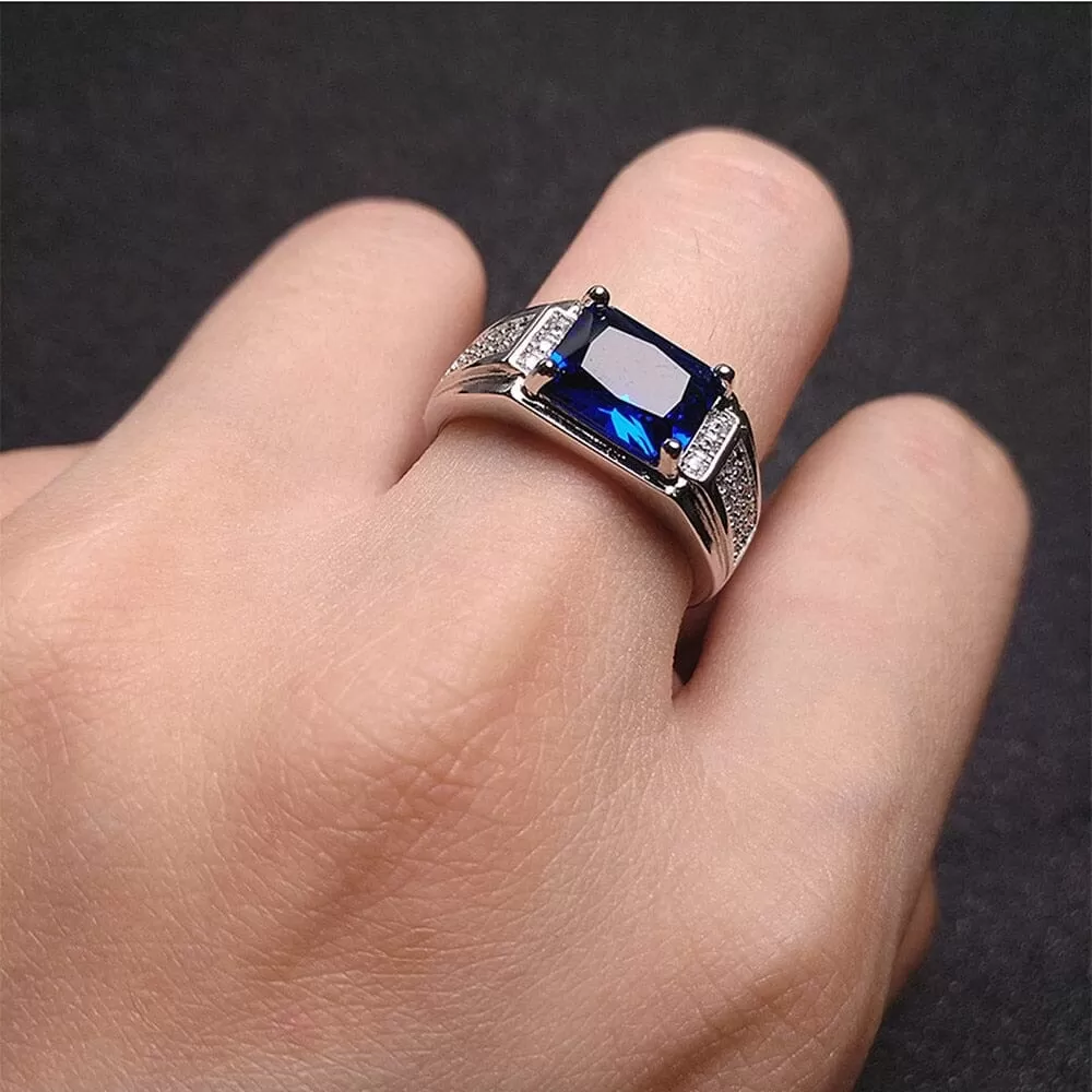 Sapphire White Gold Filled Resizable Ring