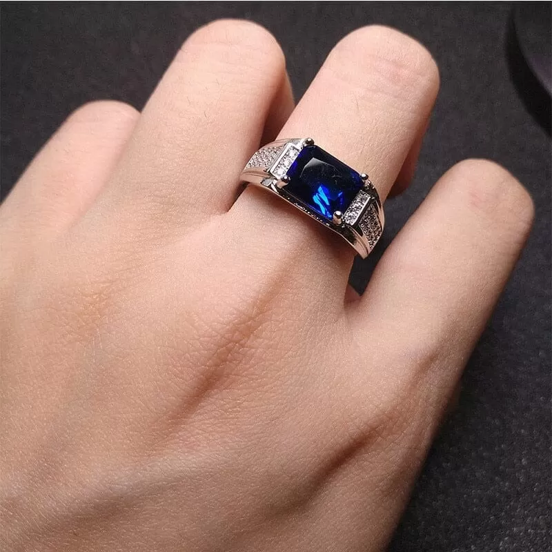 Sapphire White Gold Filled Resizable Ring