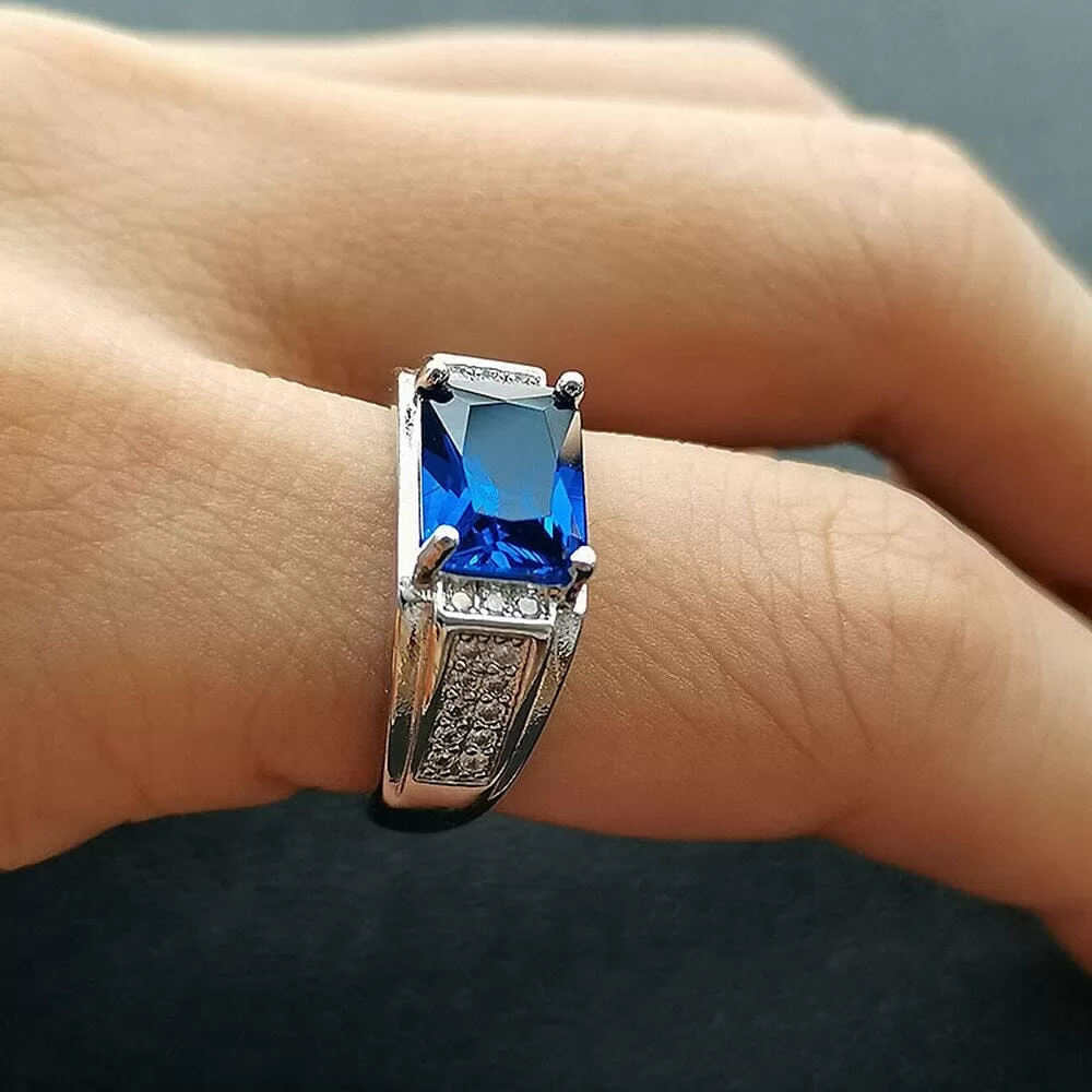 Sapphire White Gold Filled Resizable Ring