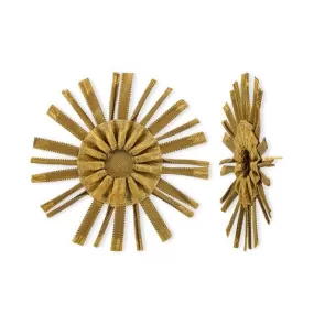 Satin Pleated Stud Earrings Bloom Dark Gold BL-EAR-XA