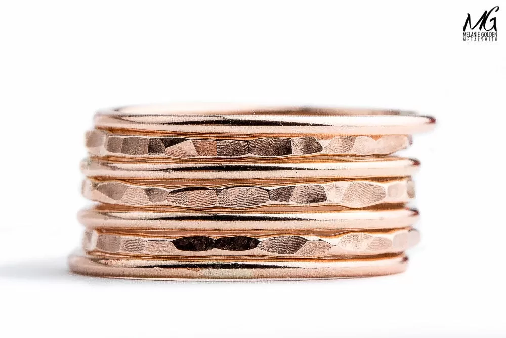 Set of 7 Mixed Textures Stacking Rings