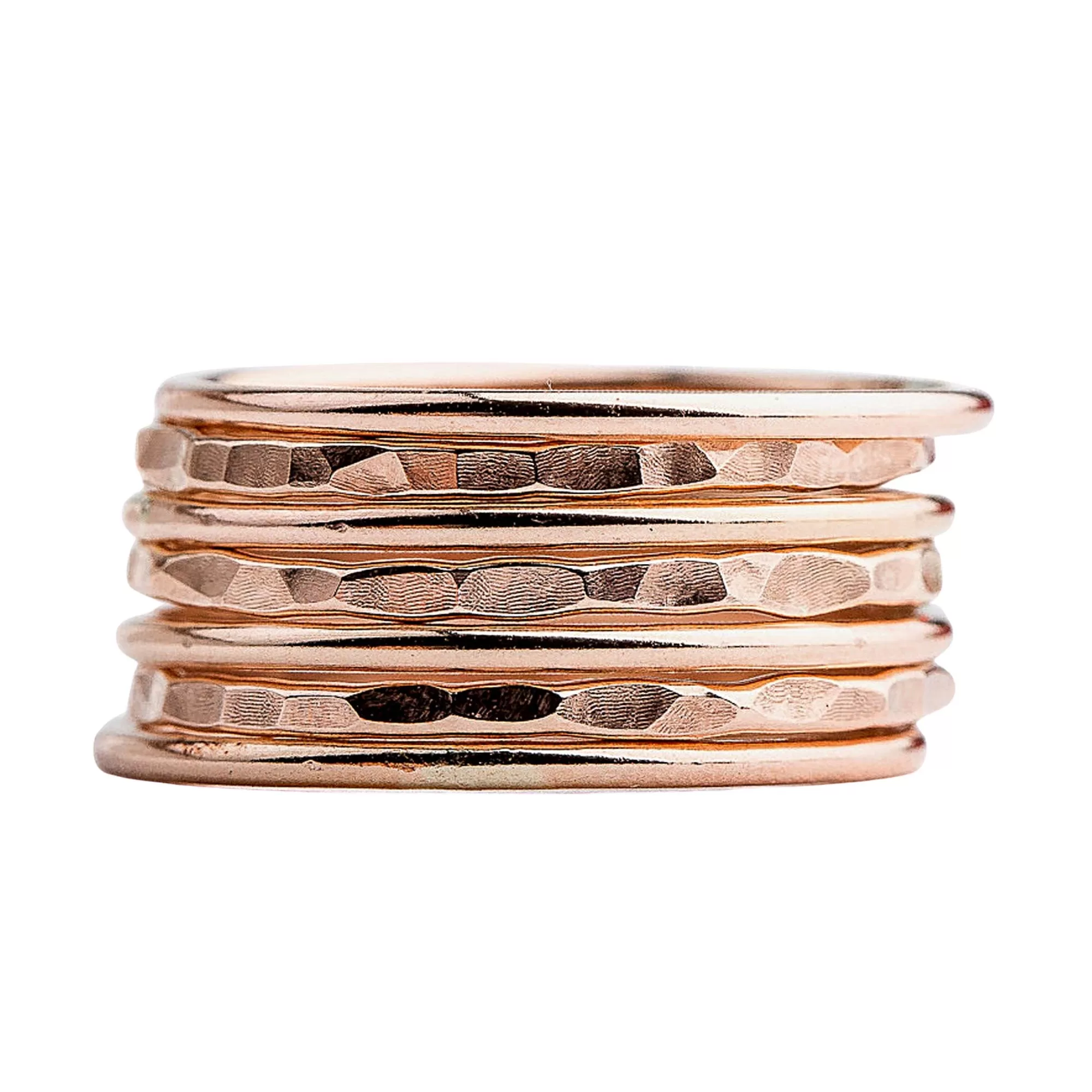 Set of 7 Mixed Textures Stacking Rings