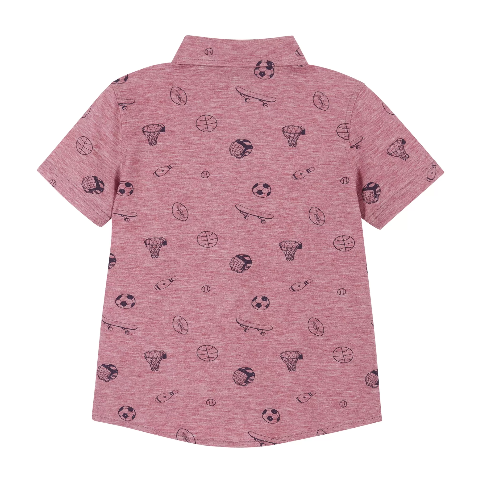 Short Sleeve Knit Buttondown Shirt | Sports Print | Red