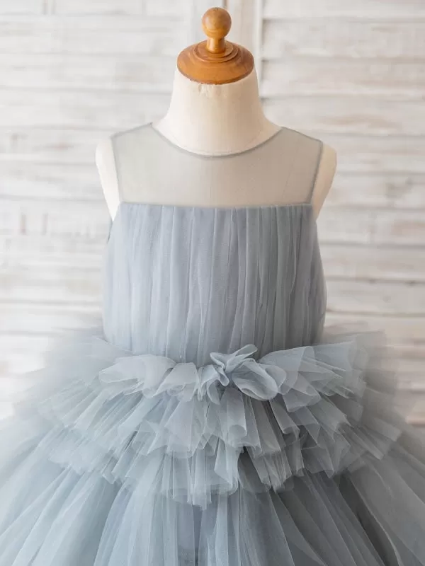 Sleeveless Flower Girl Dresses Jewel Neck Sleeveless Kids Social Party Dresses