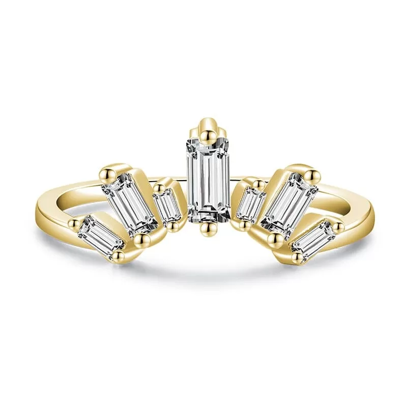 Sparkling Crystal Crown Silver and Gold Ring