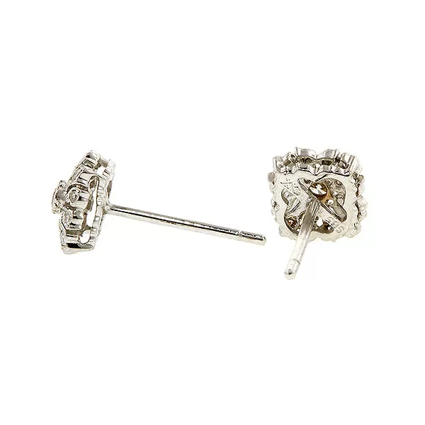 Square Filigree Diamond Stud Earrings