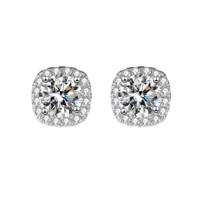 Square Moissanite Stud Earrings for Women