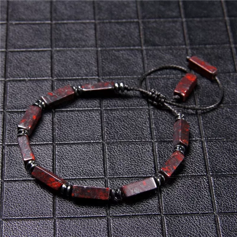 Square Tube Shape Adjustable Bloodstone Bracelet