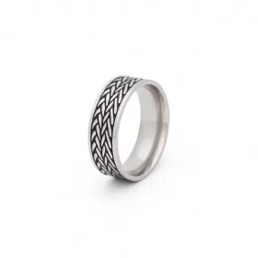 Stainless Steel Leaf Pattern Band Ring