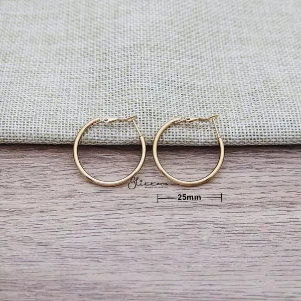 Stainless Steel Plain Wire Circle Hoop Women's Earrings - Gold