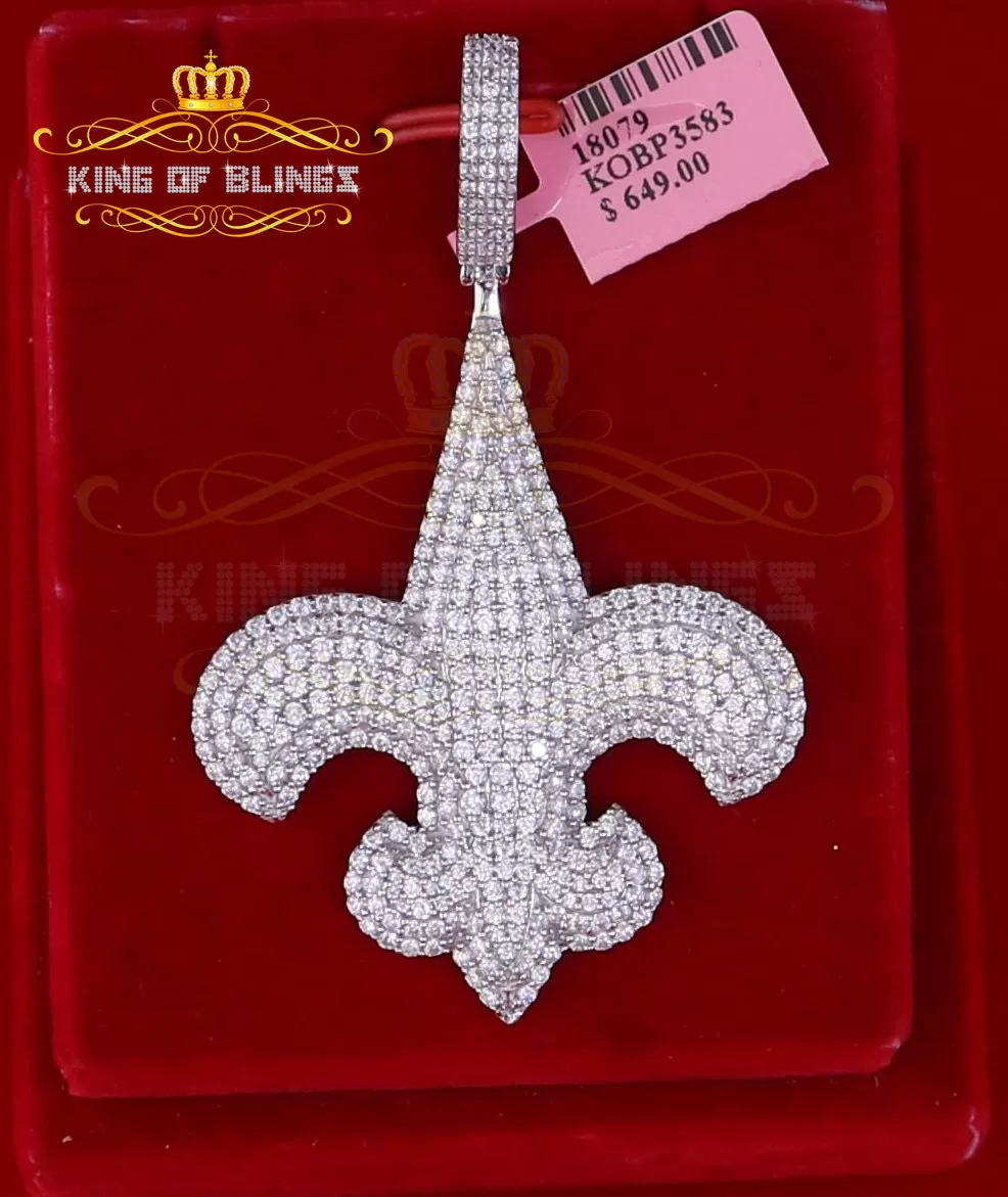 Sterling 925 Silver Fleur de Lis wise Shape White Pendant 9.66ct Cubic Zirconia