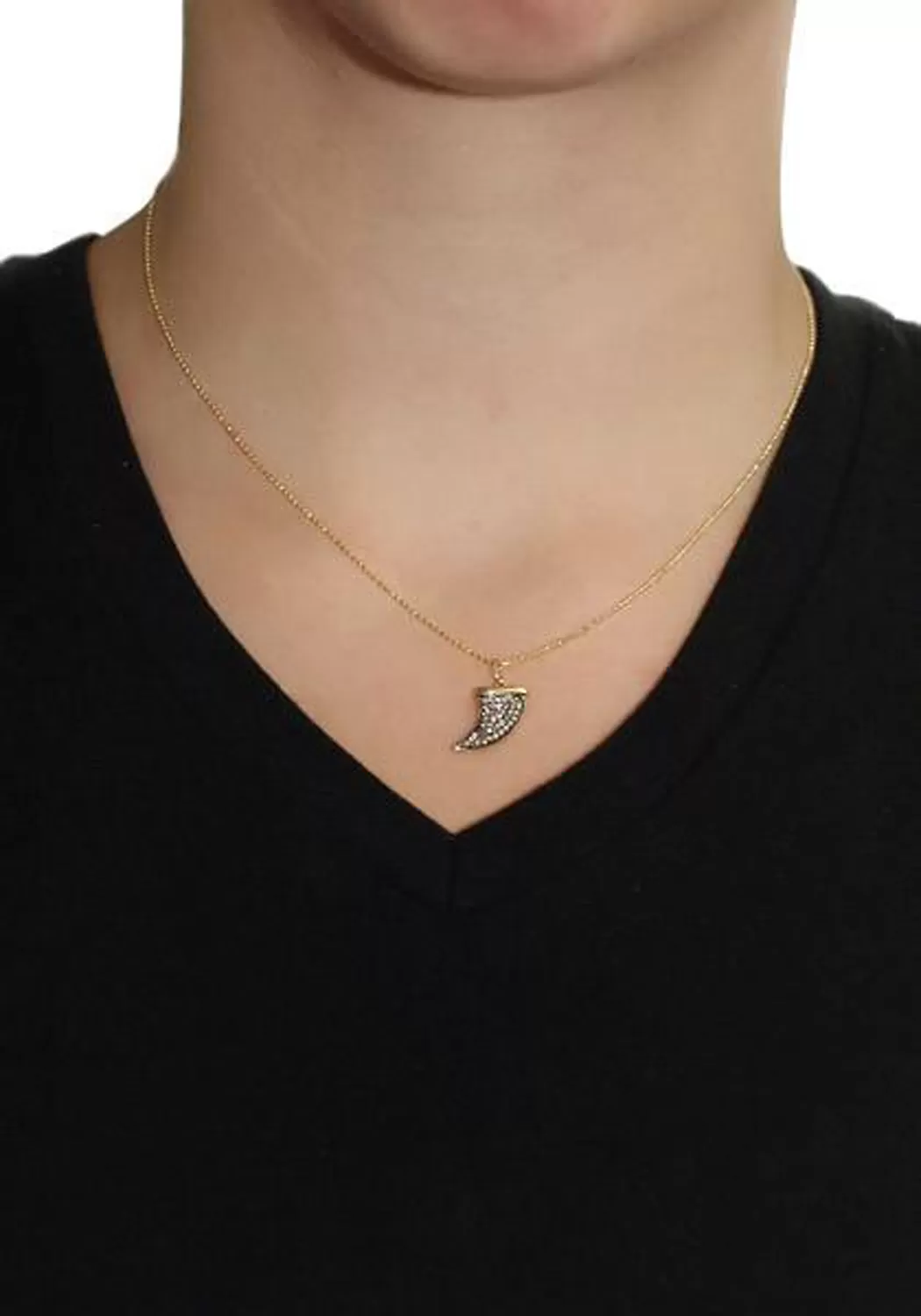 Sydney Evan 14KYG Champagne Diamond Horn Pendant Necklace