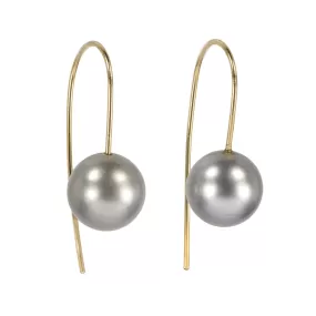 Tahitian Pearl Earrings on 14 Karat Yellow Gold Minimalist Ear Wires