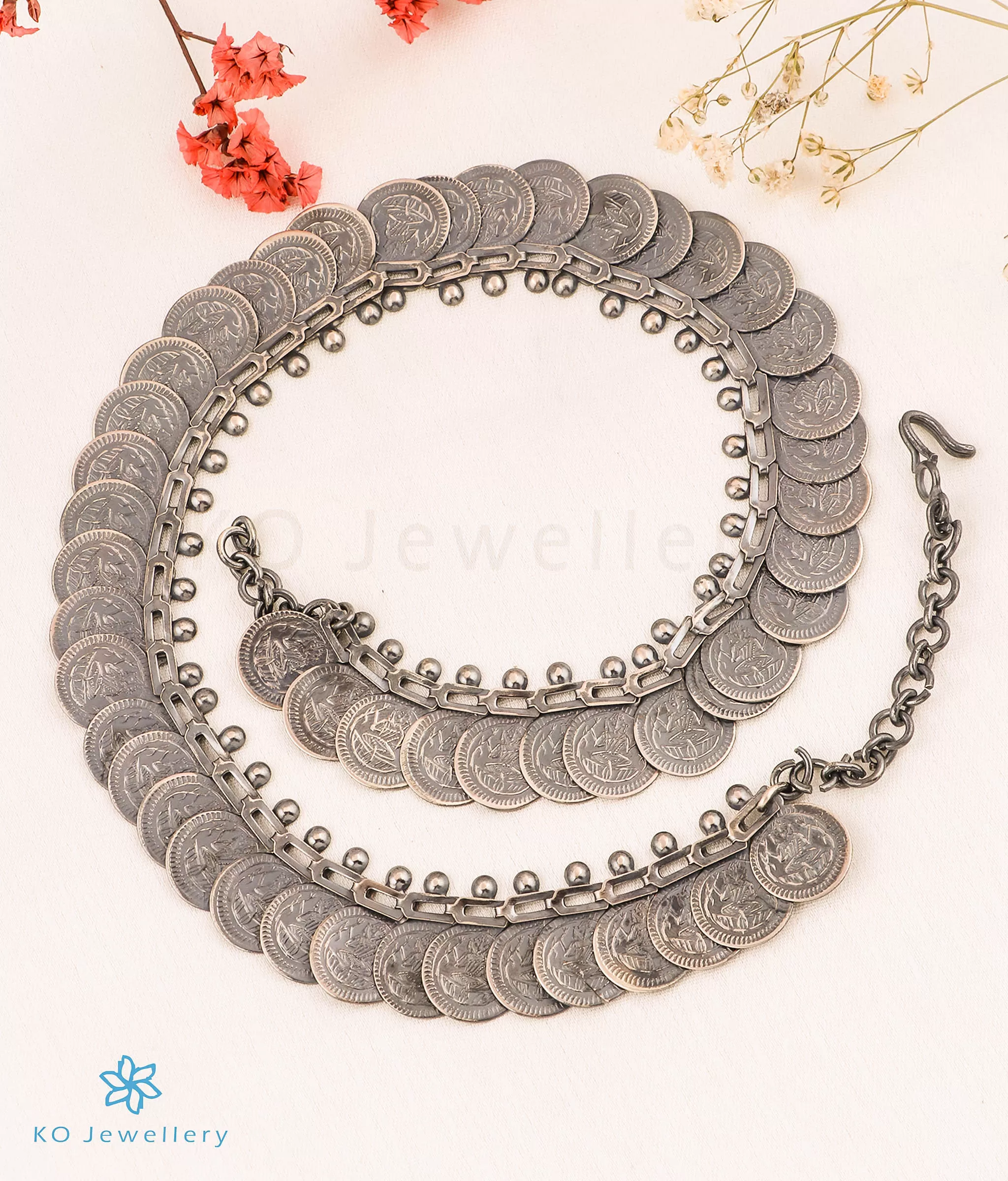 The Bhagya Silver Lakshmi Kasumala Coin Necklace (Medium)