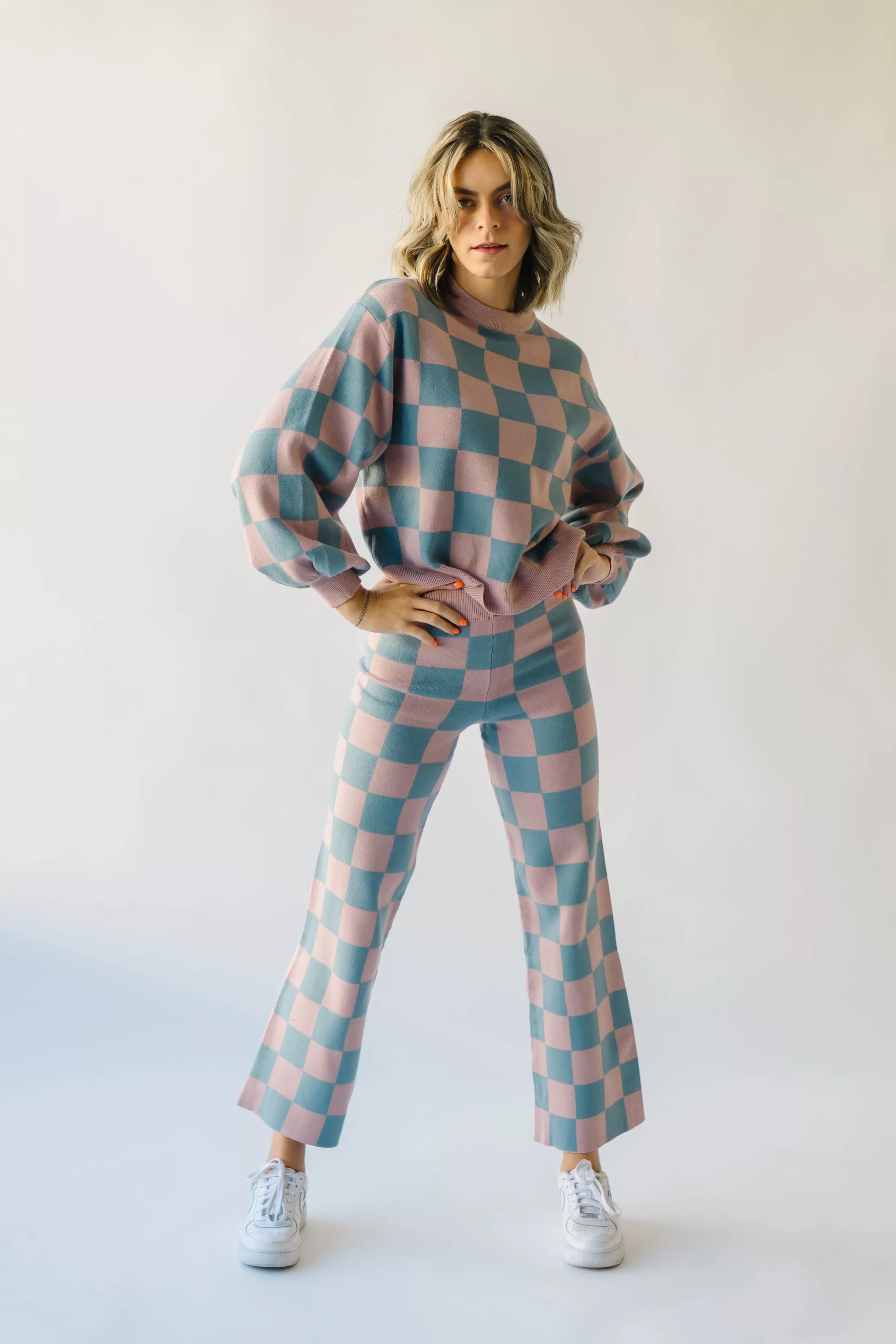 The Granger Checkered Pant in Mauve   Blue