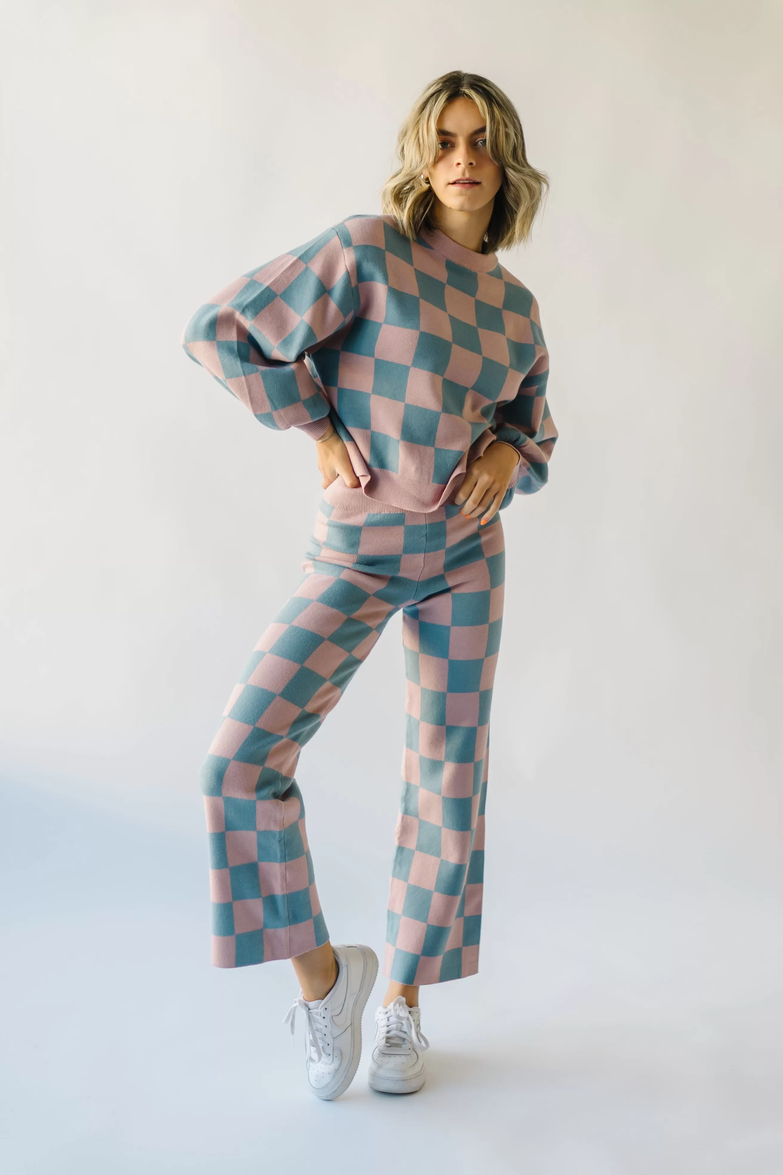 The Granger Checkered Pant in Mauve   Blue