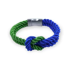 The Original Love Knot Satin Rope Bracelet Green and Blue