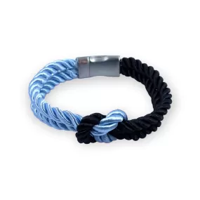 The Original Love Knot Satin Rope Bracelet- Black and Lt. Blue