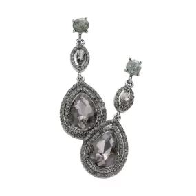 Victorian Teardrop Halo Crystal Evening Earrings