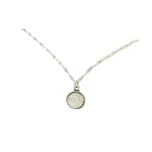 White and Silver Sparkling Pendant Necklace