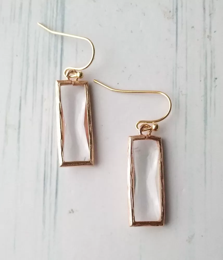 White Quartz Single Drop Hook Earrings