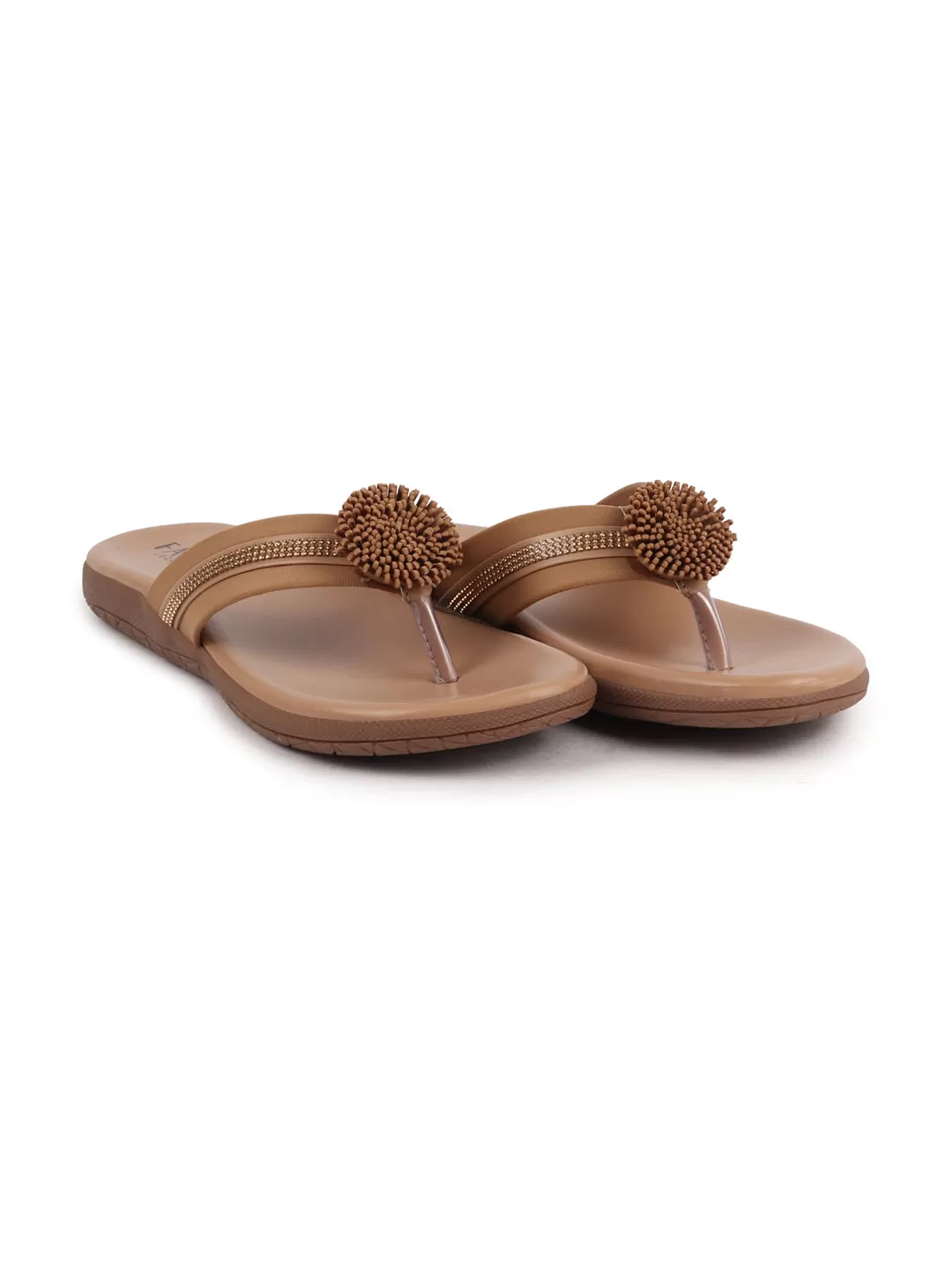 Women Cheeku Shiny Beads T-Strap Slipper With Cushioned Footbed|Party|Office Wear|Weekend