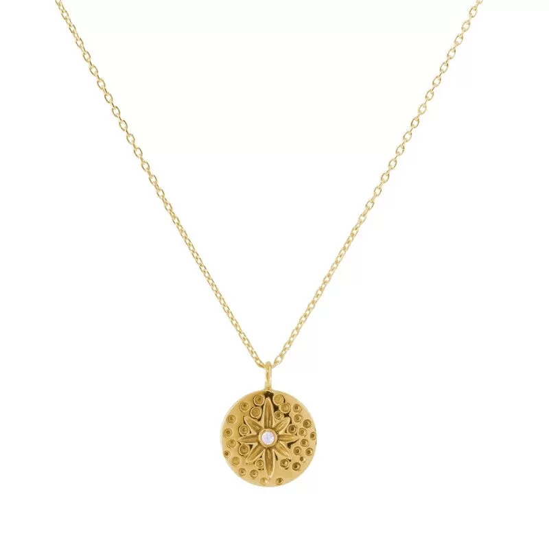 Zircon Moon Star Pendant Necklace